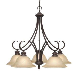 Golden Lighting Bronze Marble Glass 5-light Lancaster Nook Chandelier