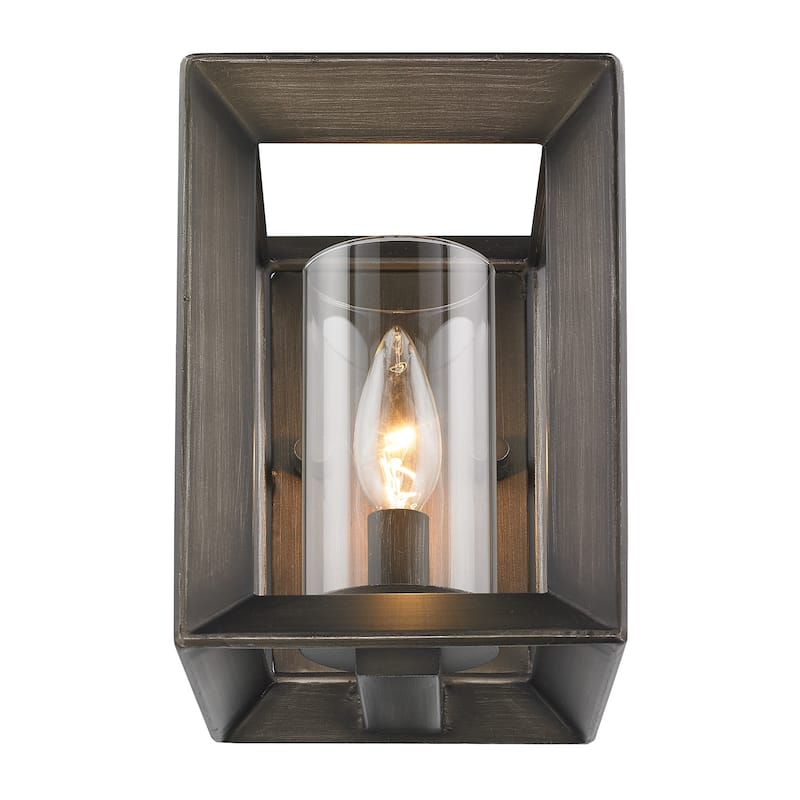 Golden Lighting #2073-1W GMT Smyth Gunmetal Bronze Steel/Clear Glass 1-light Wall Sconce