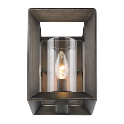 Golden Lighting #2073-1W GMT Smyth Gunmetal Bronze Steel/Clear Glass 1-light Wall Sconce