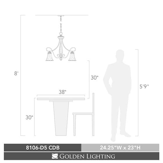 Golden Lighting Bronze Finish Steel 5-light Torbellino Nook Chandelier