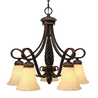 Golden Lighting Bronze Finish Steel 5-light Torbellino Nook Chandelier