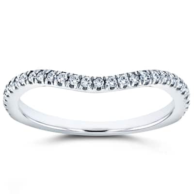 Annello by Kobelli 14k White Gold 1/5ct TDW Diamond Curved Enhancer Type Wedding Band