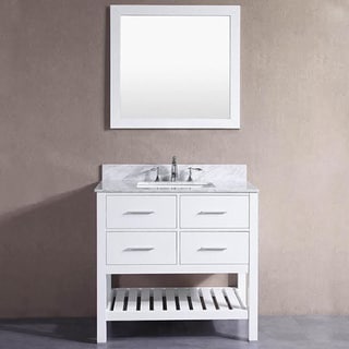 Belvedere Bath Bathroom Vanities & Vanity Cabinets - Shop The Best ... - Belvedere London White 36-inch Bathroom Vanity with Marble Top and  Backsplash