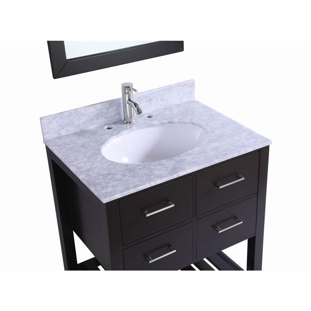 Belvedere Grey 30-inch Bathroom Vanity with Marble Top - Bed Bath