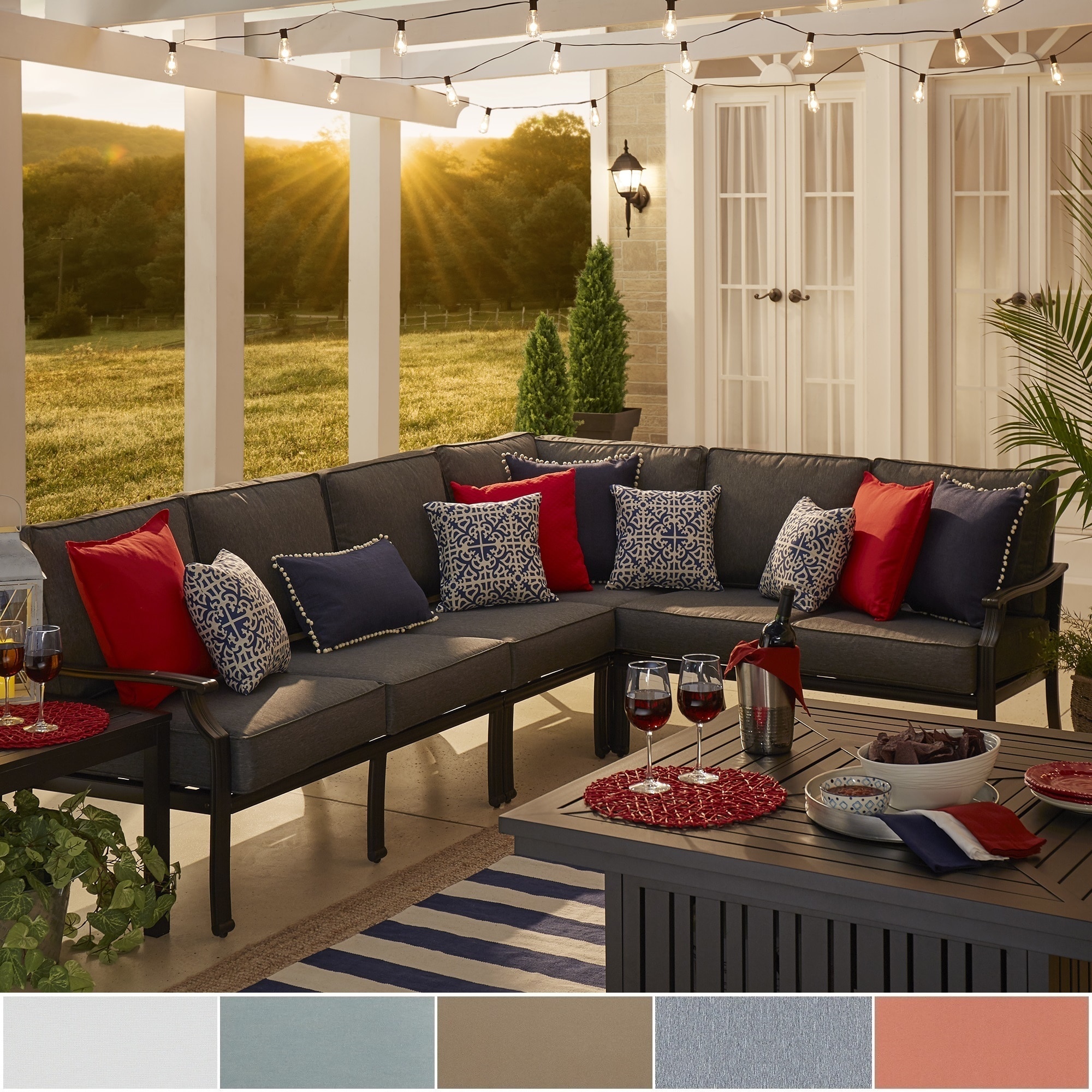 Shop Matira Metal Modern 6 Seat L Shaped Outdoor Sectional By Inspire Q Oasis Overstock 12803287