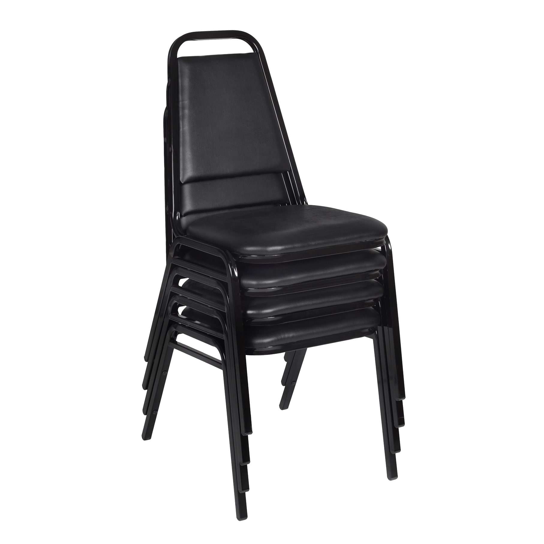 Black Metal Restaurant Stack Chairs (Set of 4