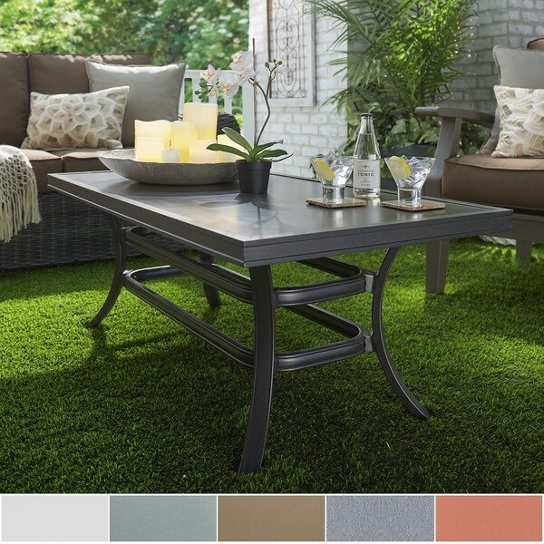 Shop Matira Metal Patio Cushioned Concrete Ottoman Coffee Table INSPIRE Q Oasis Free Shipping