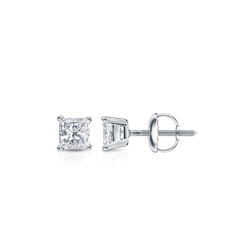 Auriya 14k Gold 1/3ctw Princess-cut Diamond Stud Earrings (H-I, SI1-SI2)