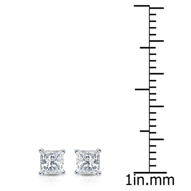 Auriya 14k Gold 1/3ctw Princess-cut Diamond Stud Earrings (H-I, SI1-SI2)