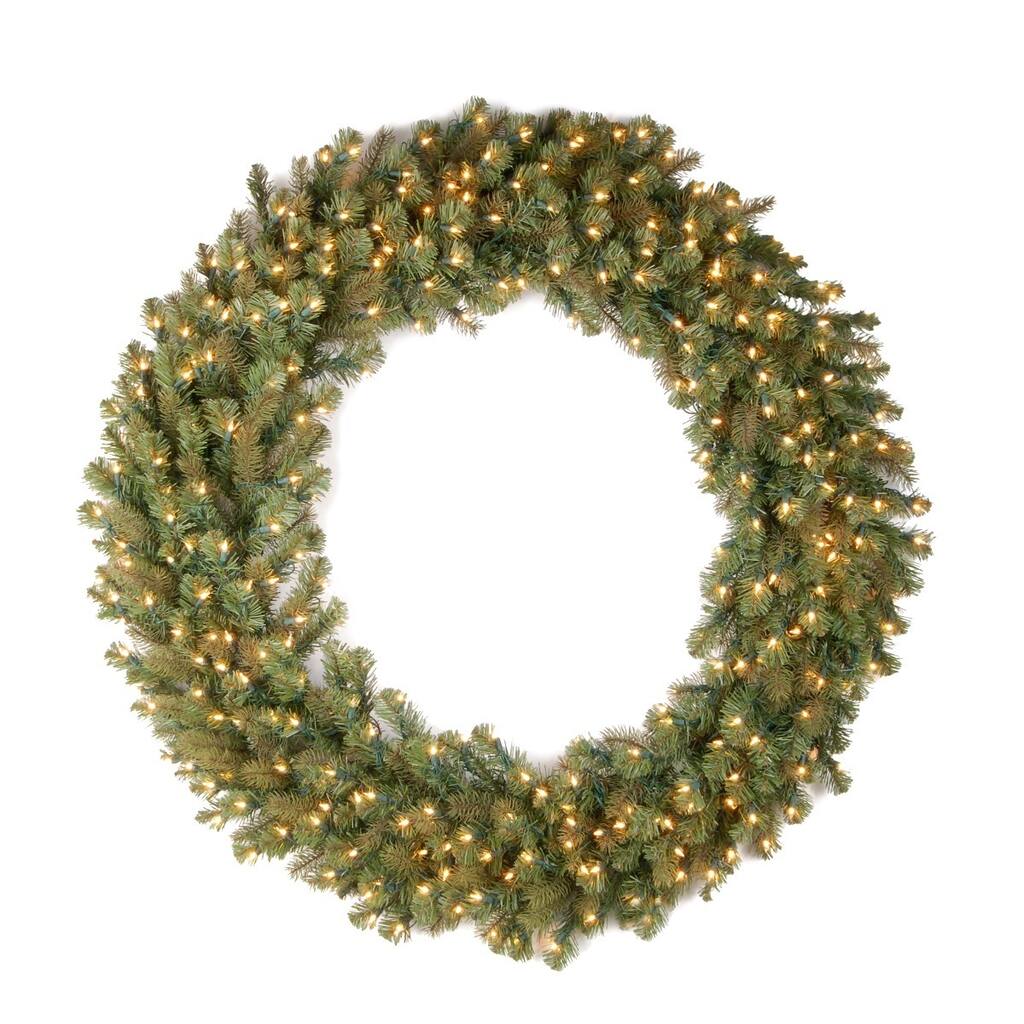 National Tree Company 5 ft. Green/Warm White LED Lights Downswept Douglas Wreath