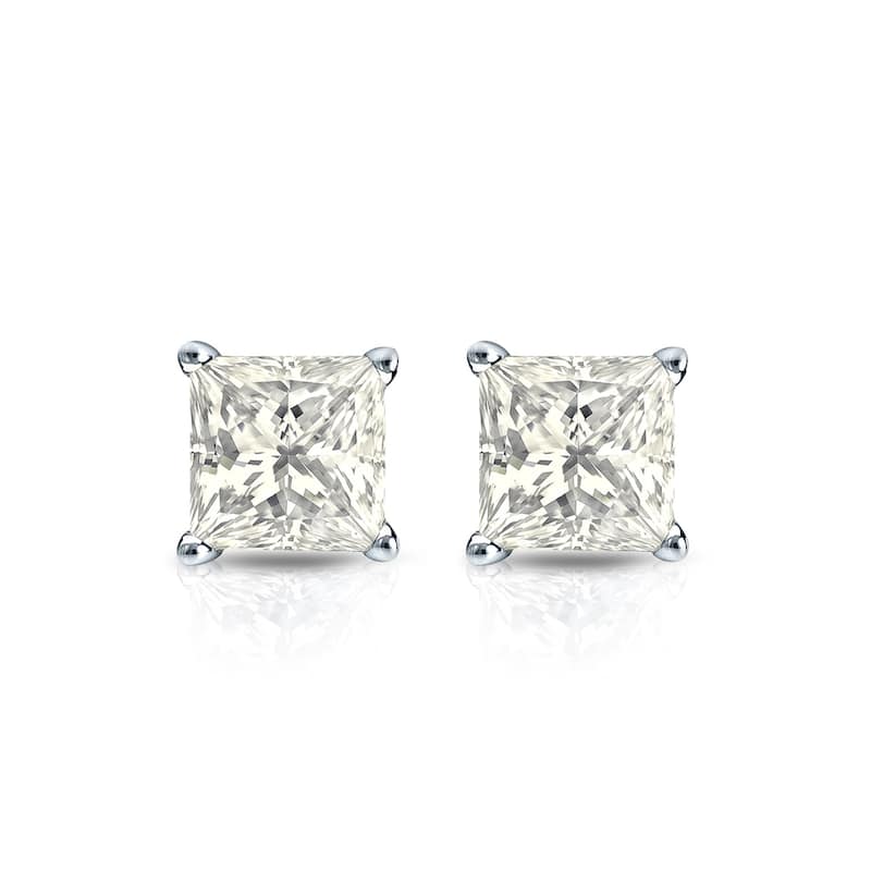 Auriya 14k Gold 0.50ctw Princess-cut Diamond Stud Earrings (I-J, I1-I2)