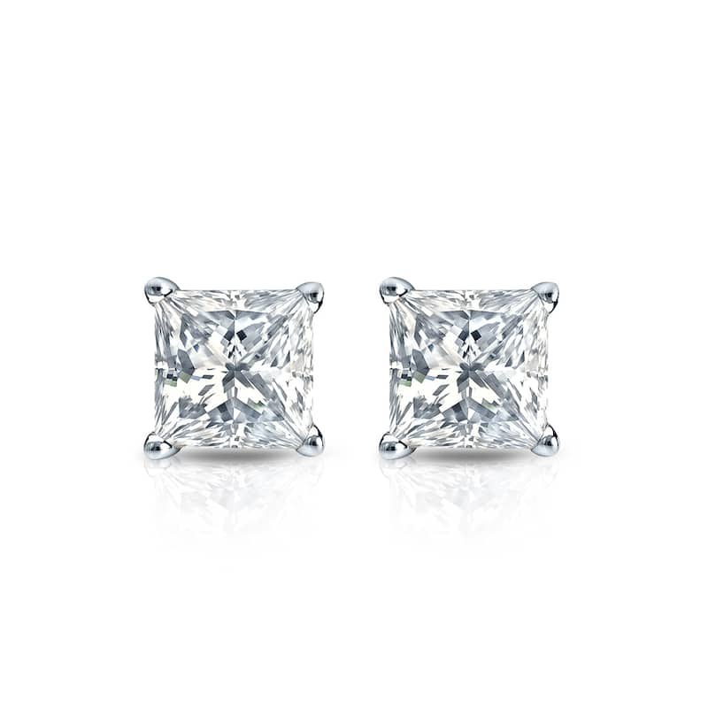 Auriya 1/2ctw Princess-cut Diamond Stud Earrings 14k Gold (I-J, SI2-SI3)