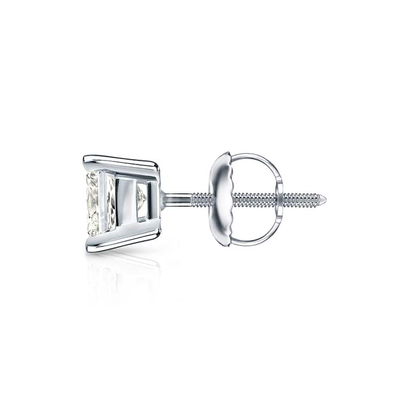 Auriya 14k Gold 1/2ctw Princess-cut Diamond Stud Earrings (J-K, I2-I3)