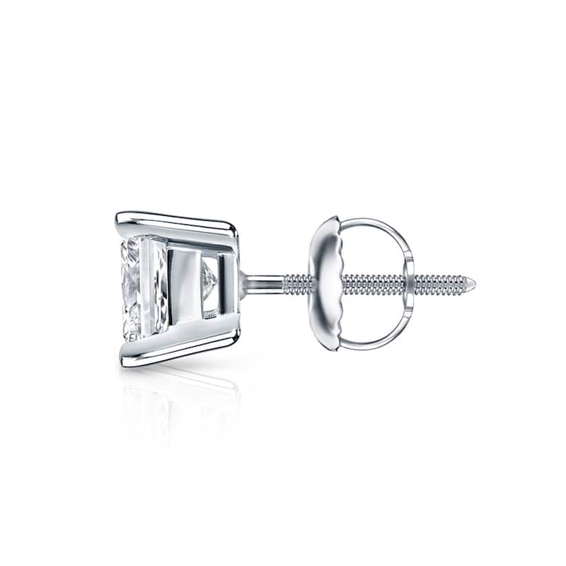 Auriya 14k Gold 3/4ctw Princess-cut Diamond Stud Earrings (H-I, SI1-SI2)
