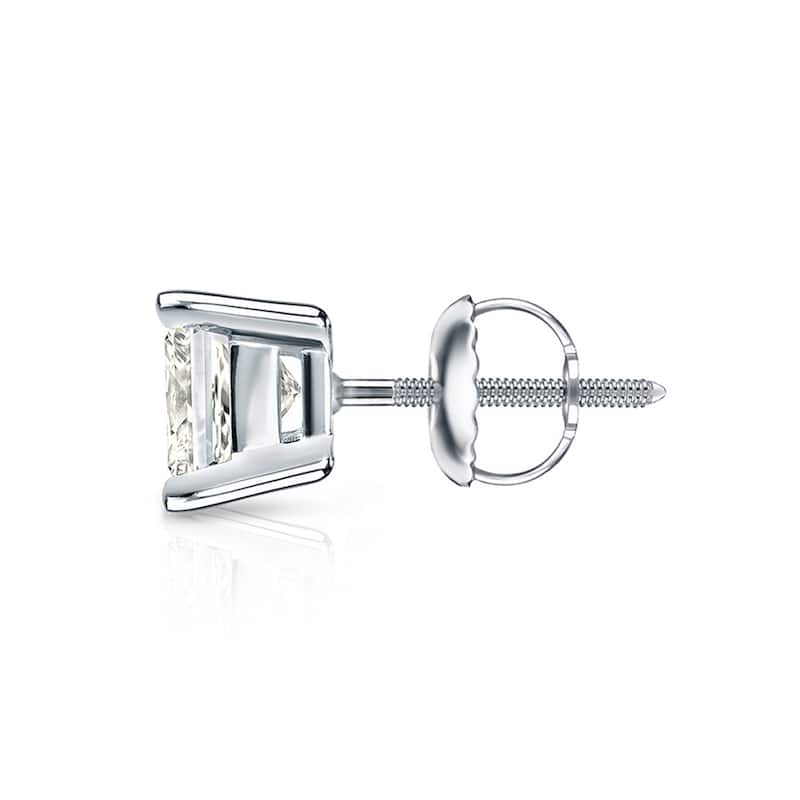 Auriya 14k Gold 3/4ctw Princess-cut Diamond Stud Earrings