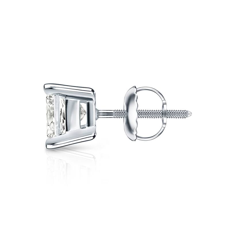 Auriya 14k Gold 1ctw Princess-cut Diamond Stud Earrings (I-J, I1-I2)