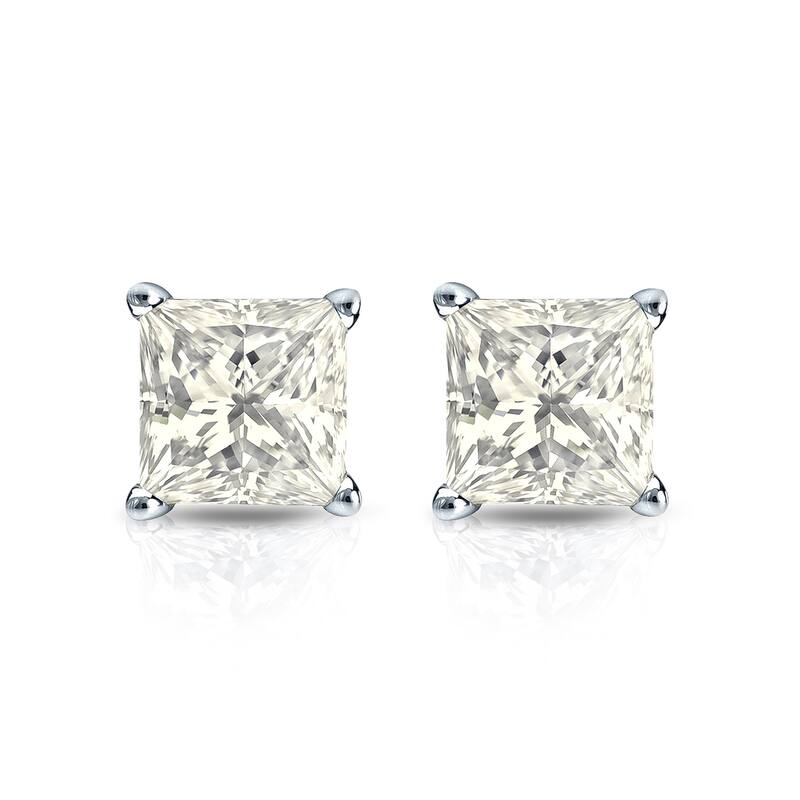 Auriya 14k Gold 1ctw Princess-cut Diamond Stud Earrings (J-K, I2-I3)