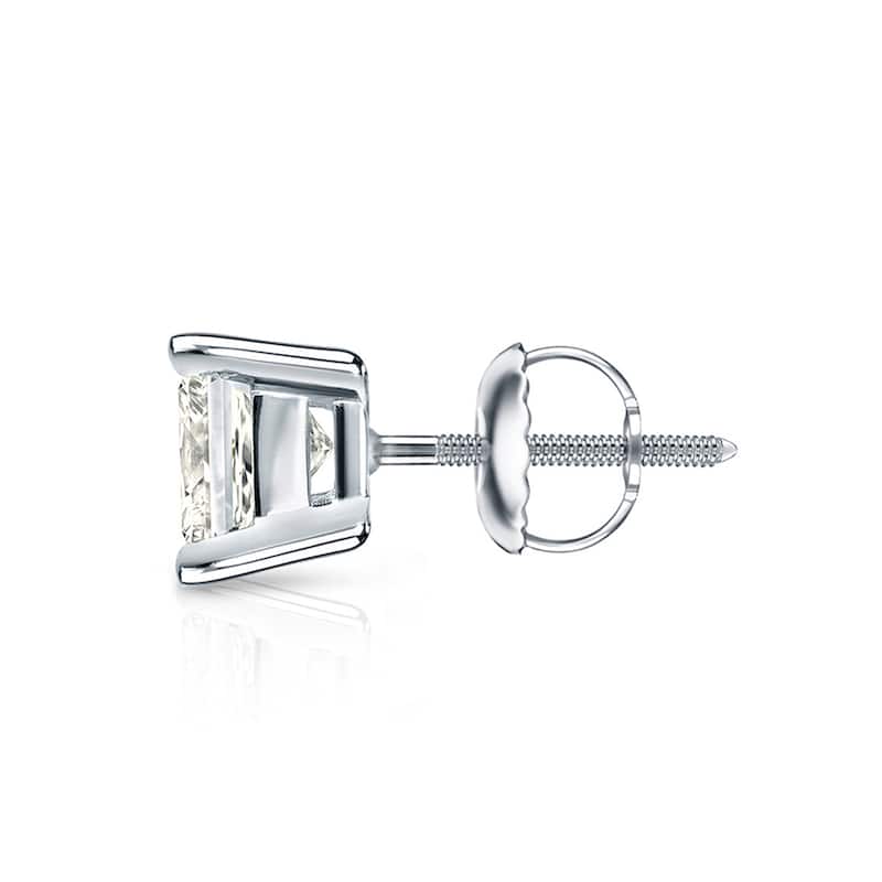 Auriya 14k Gold 1ctw Princess-cut Diamond Stud Earrings (J-K, I2-I3)