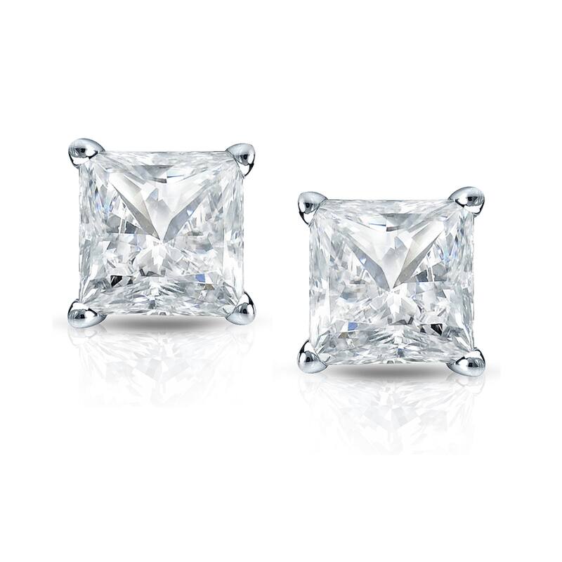 Auriya 1 1/2ctw Princess-cut Diamond Stud Earrings 14k Gold (I-J, SI2-SI3)