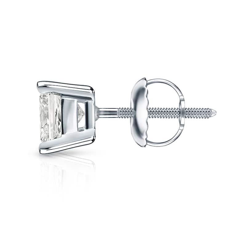 Auriya 14k Gold 1.50ctw Princess-cut Diamond Stud Earrings (I-J, I1-I2)
