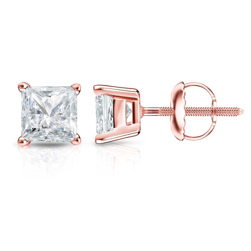 Auriya 1 1/4ctw Princess-cut Diamond Stud Earrings 14k Gold