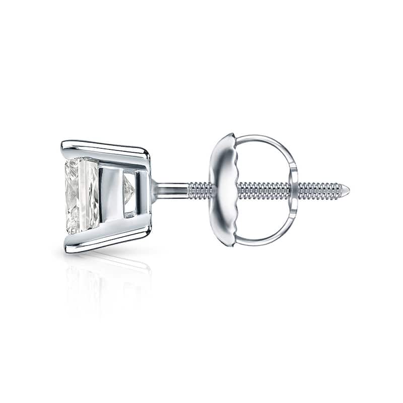 Auriya 14k Gold 1.25ctw Princess-cut Diamond Stud Earrings (I-J, I1-I2)