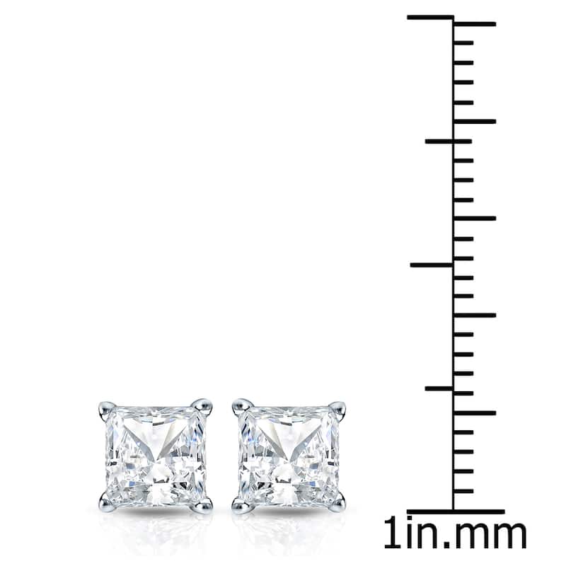 Auriya 14k Gold 1 1/2ctw Princess-cut Diamond Stud Earrings