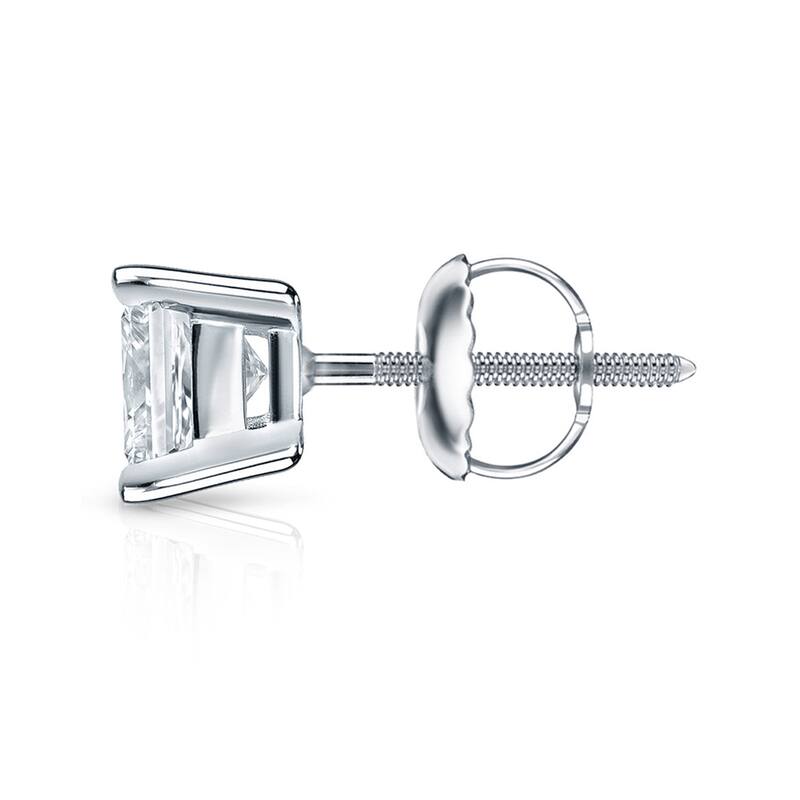 Auriya 14k Gold 1 1/2ctw Princess-cut Diamond Stud Earrings