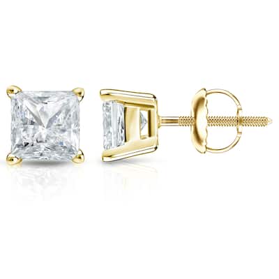 Auriya 2ctw Princess-cut Diamond Stud Earrings 14k Gold (I-J, SI2-SI3)