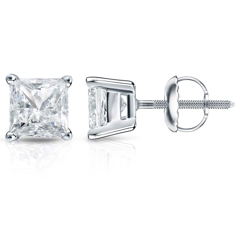 Auriya 2ctw Princess-cut Diamond Stud Earrings 14k Gold (I-J, SI2-SI3)