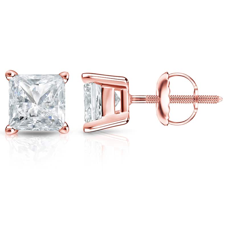 Auriya 2ctw Princess-cut Diamond Stud Earrings 14k Gold (I-J, SI2-SI3)