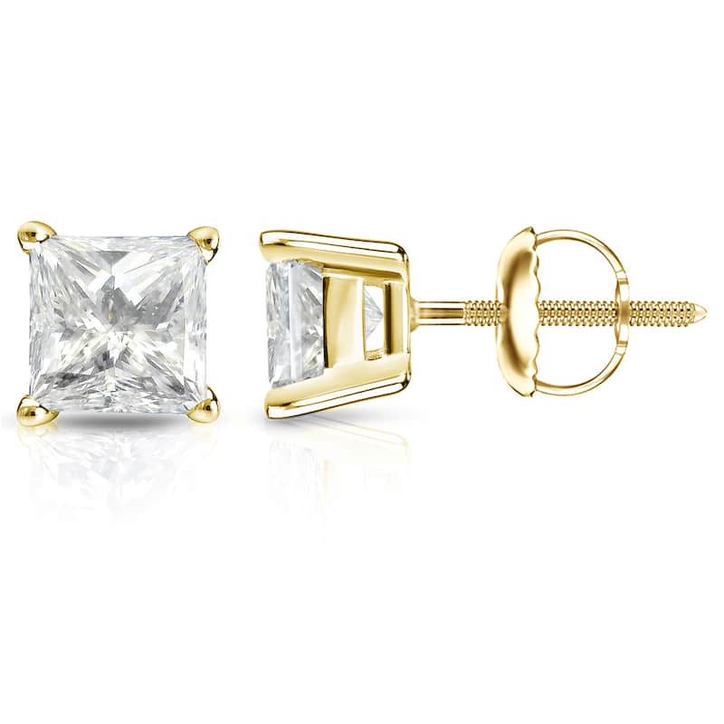 Auriya 14k Gold 2ctw Princess-cut Diamond Stud Earrings - Yellow
