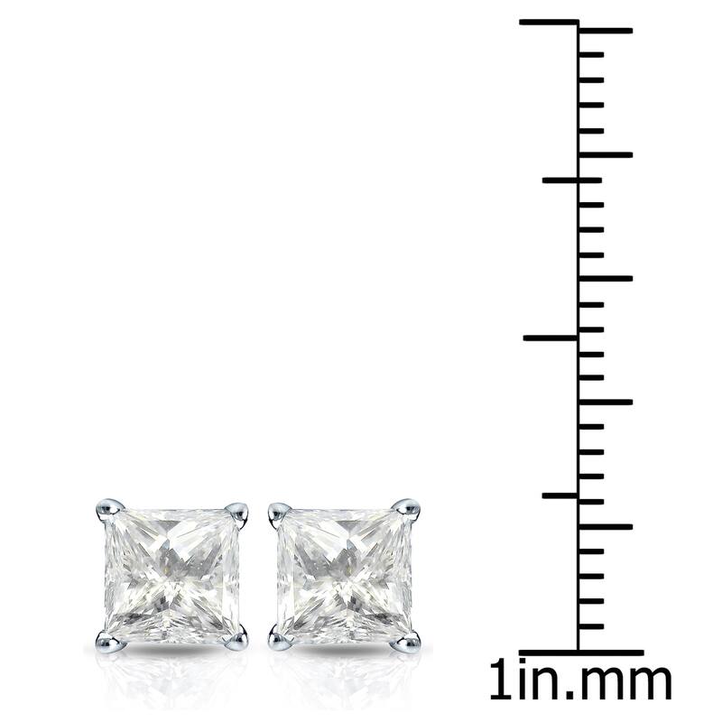 Auriya 14k Gold 2ctw Princess-cut Diamond Stud Earrings