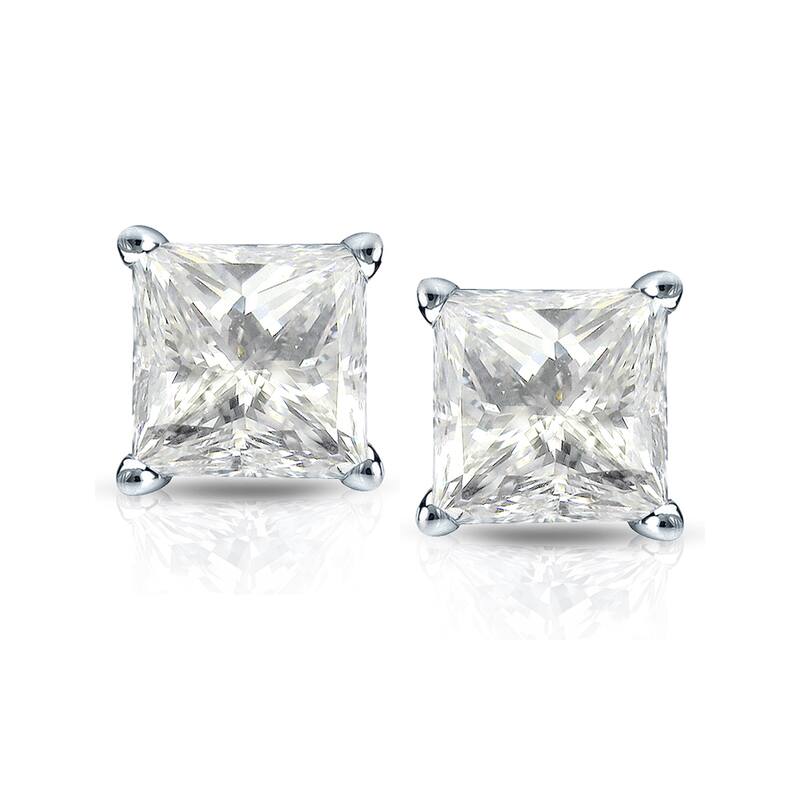 Auriya 14k Gold 2ctw Princess-cut Diamond Stud Earrings