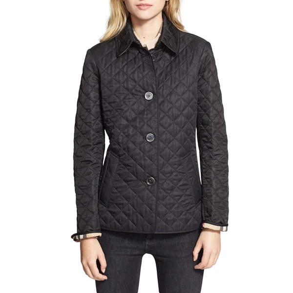 burberry black quilted coat
