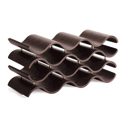 Seville Classics Brown Wood 12-bottle Wavy Wine Rack