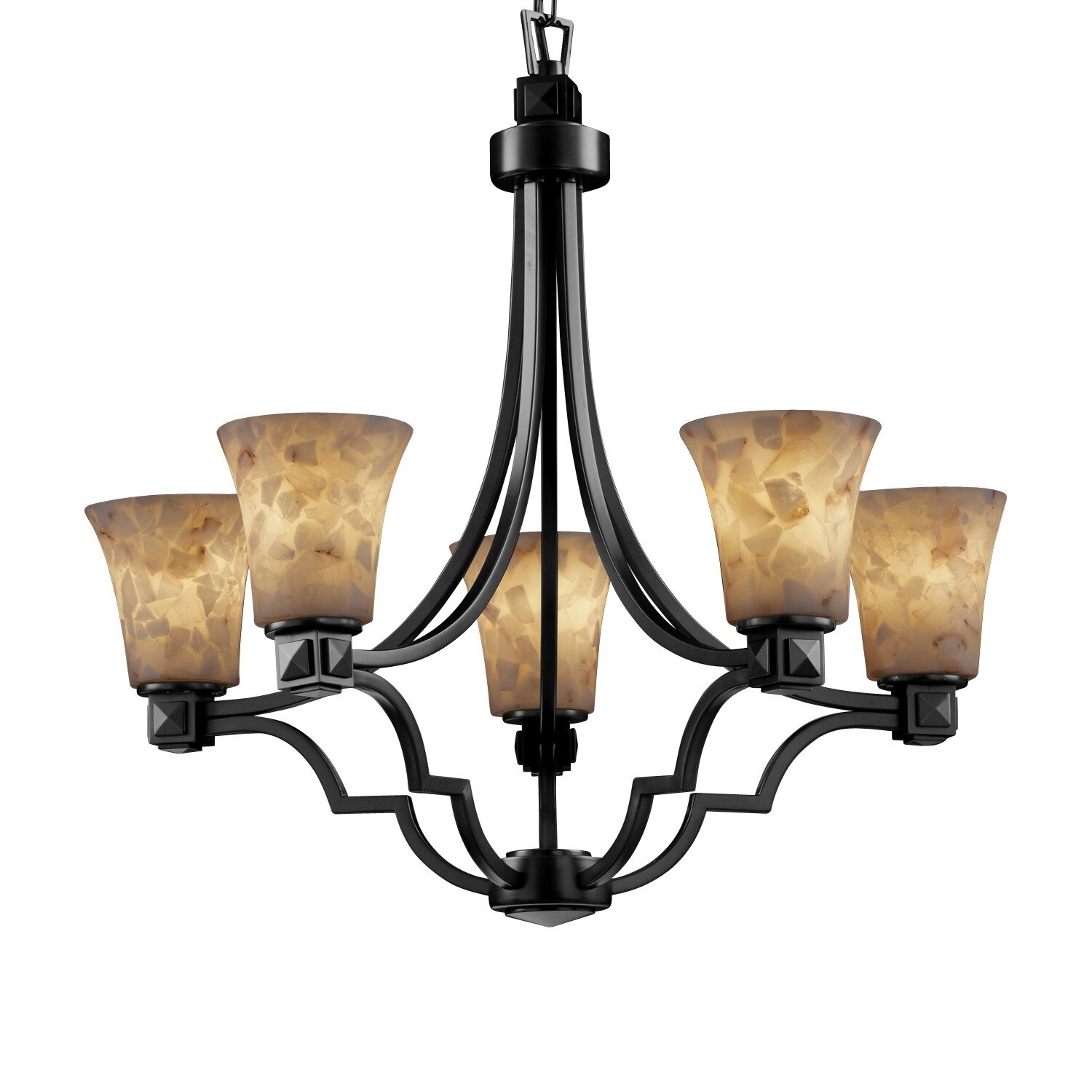 Justice Design Group Alabaster Rocks Argyle 5-light Dark Bronze Chandelier, Round Flared Shade (Dark Bronze) - Chandeliers For Bedrooms by Overstock.com