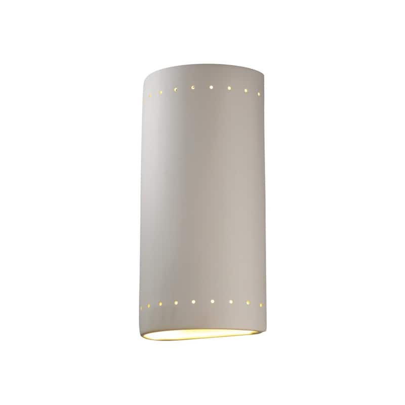 Justice Design Ambiance Bisque Outdoor Really Big Closed Top Rectangle with Perfs Wall Sconce