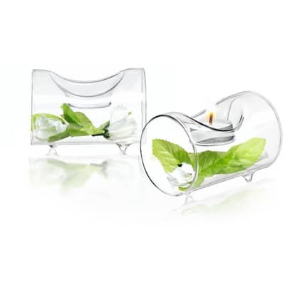 JoyJolt Ambient Clear Glass Single Tea Light Candle Holders (Set of 2)