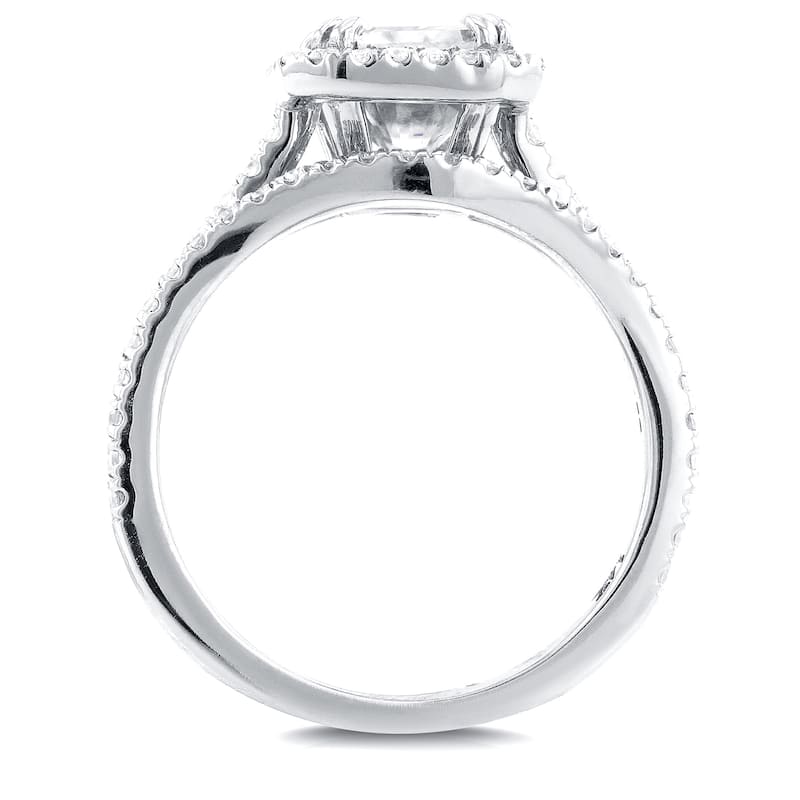 Annello by Kobelli 14k White Gold Radiant Cut Moissanite and 3/5ct TDW Halo Diamond 3-Piece Bridal Rings Set