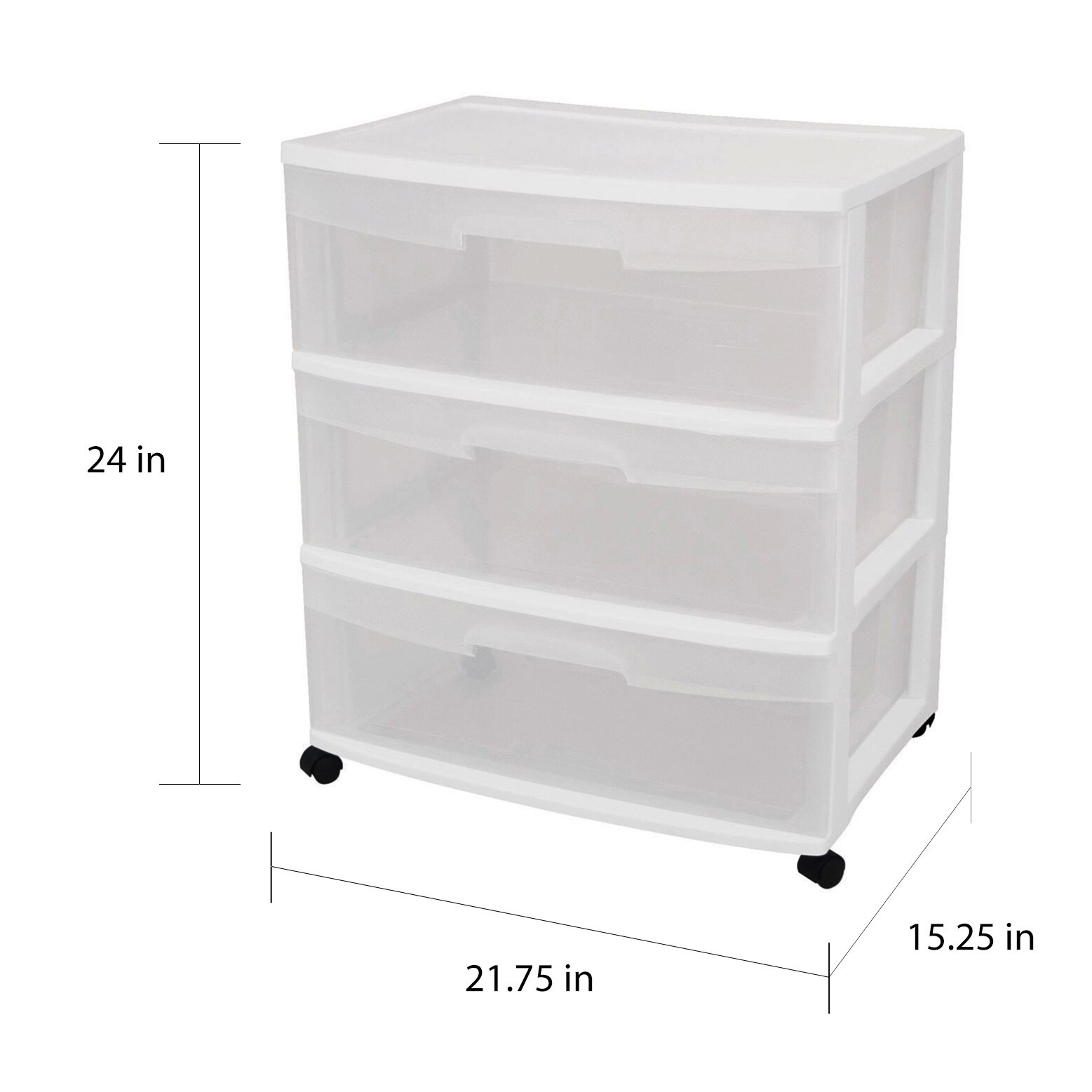 Shop Sterilite 29308001 3 Drawer White Wide Storage Drawer Cart