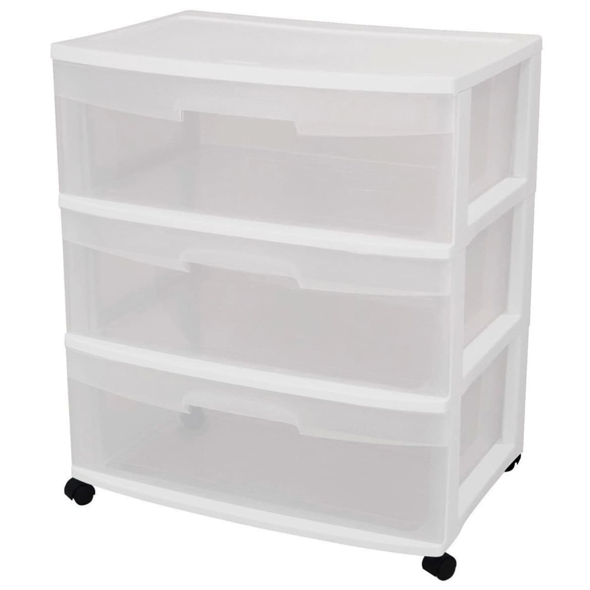 Shop Sterilite 29308001 3 Drawer White Wide Storage Drawer Cart
