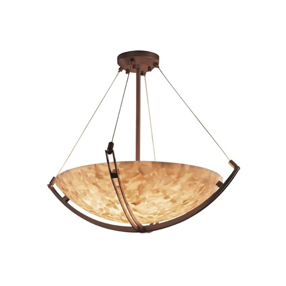 Justice Design Alabaster Rocks Crossbar 12-light Dark Bronze Round Bowl Pendant