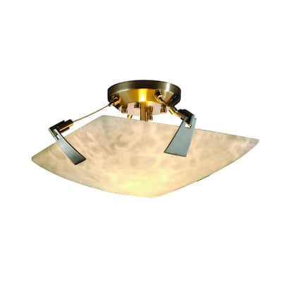 Justice Design Clouds Tapered Clips 2-light Brushed Nickel Square Bowl Semi-flush