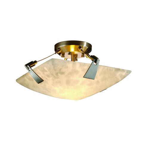 Justice Design Clouds Tapered Clips 2-light Brushed Nickel Square Bowl Semi-flush