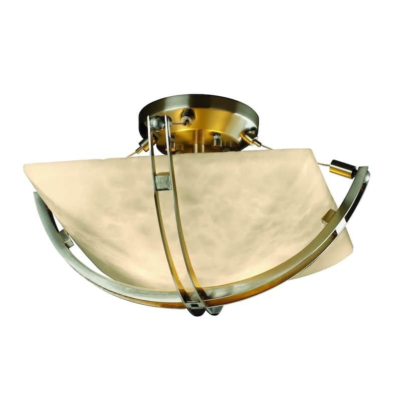 Justice Design Clouds Crossbar 2-light Brushed Nickel Square Bowl Semi-flush