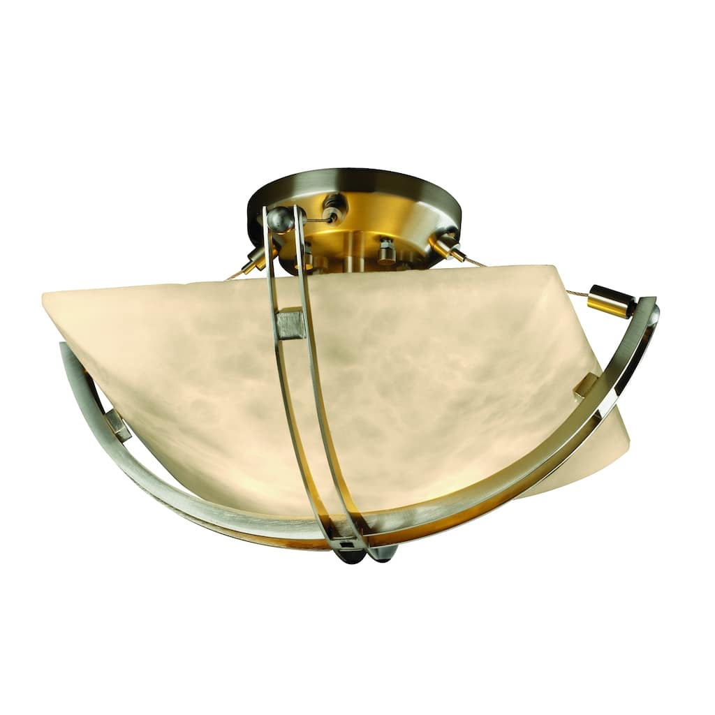 Justice Design Clouds Crossbar 2-light Brushed Nickel Square Bowl Semi-flush