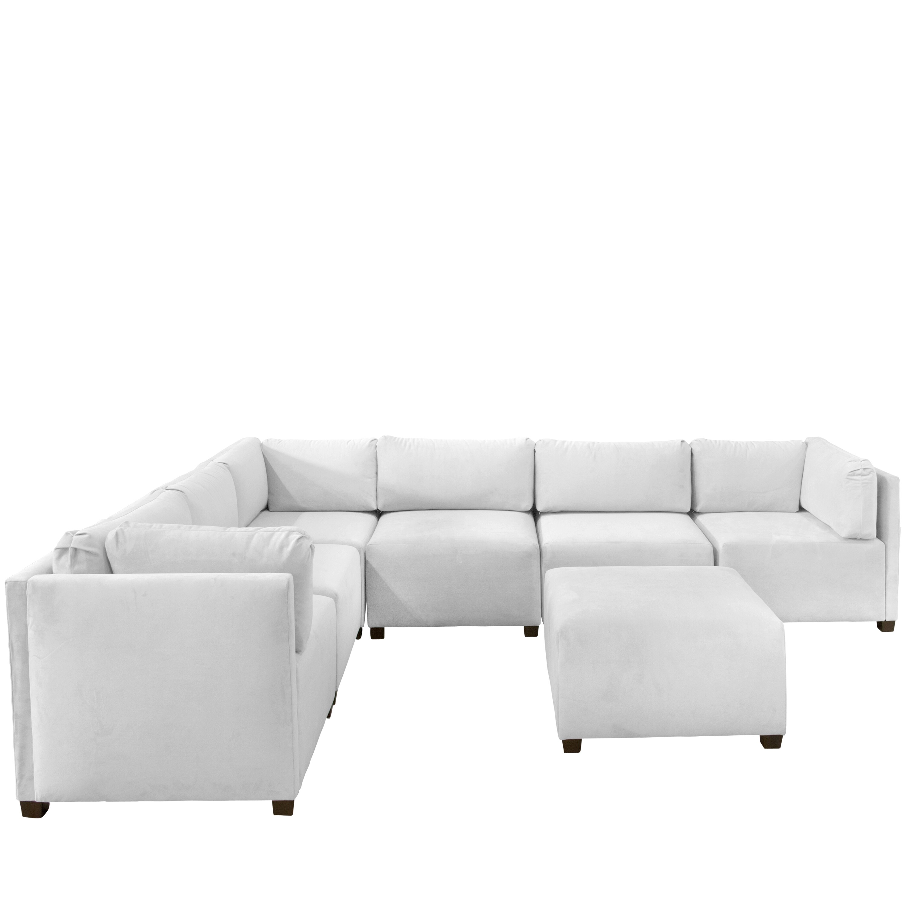 Skyline Furniture Velvet White Sectional Sofa White Modern