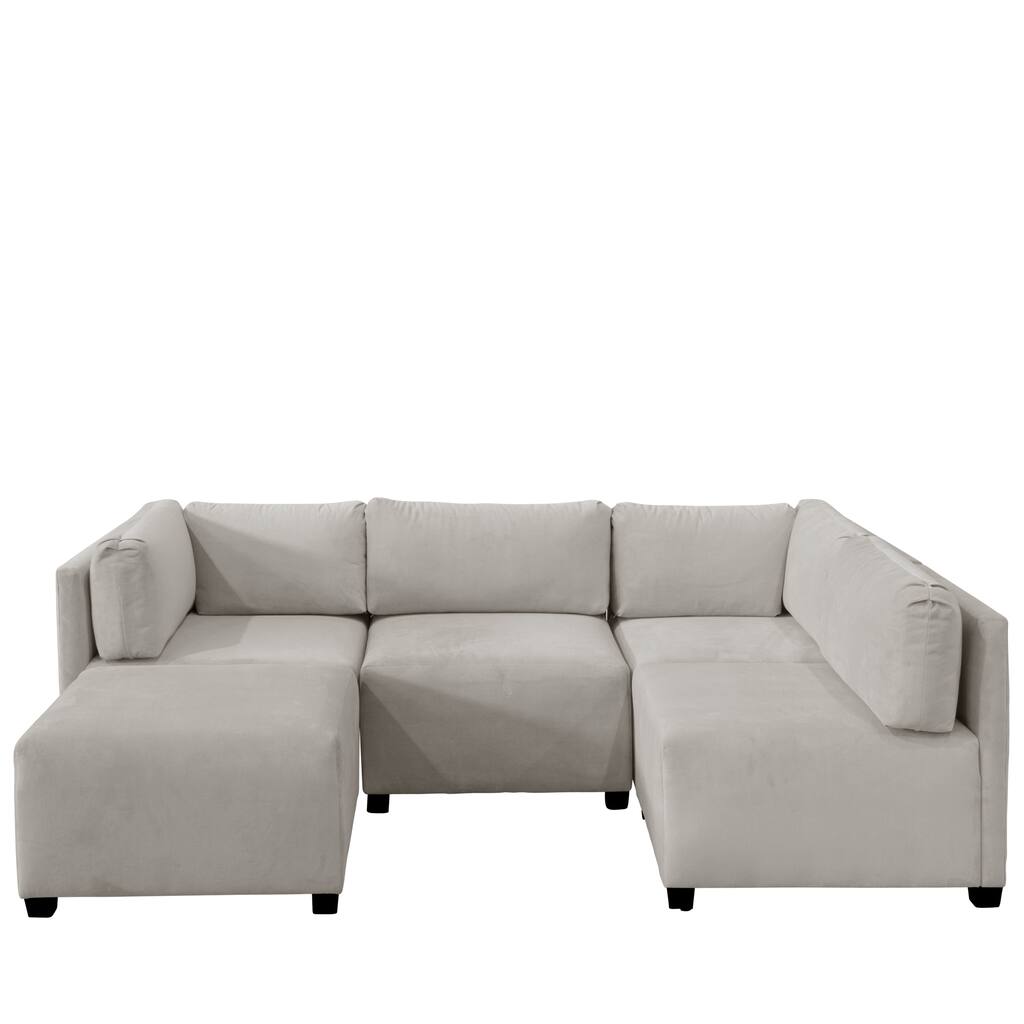 Skyline Furniture Velvet Light Grey Sectional Sofa