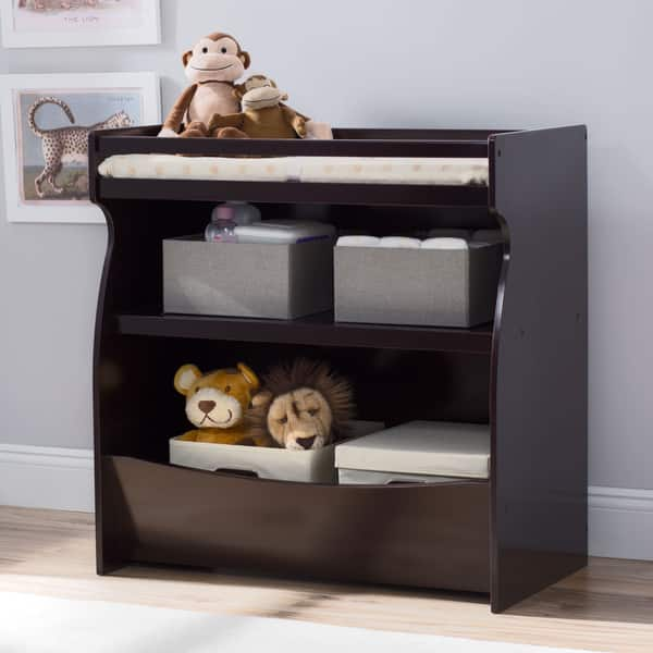 slide 2 of 5, Delta Children Brown MDF 2-in-1 Changing Table and Storage Unit